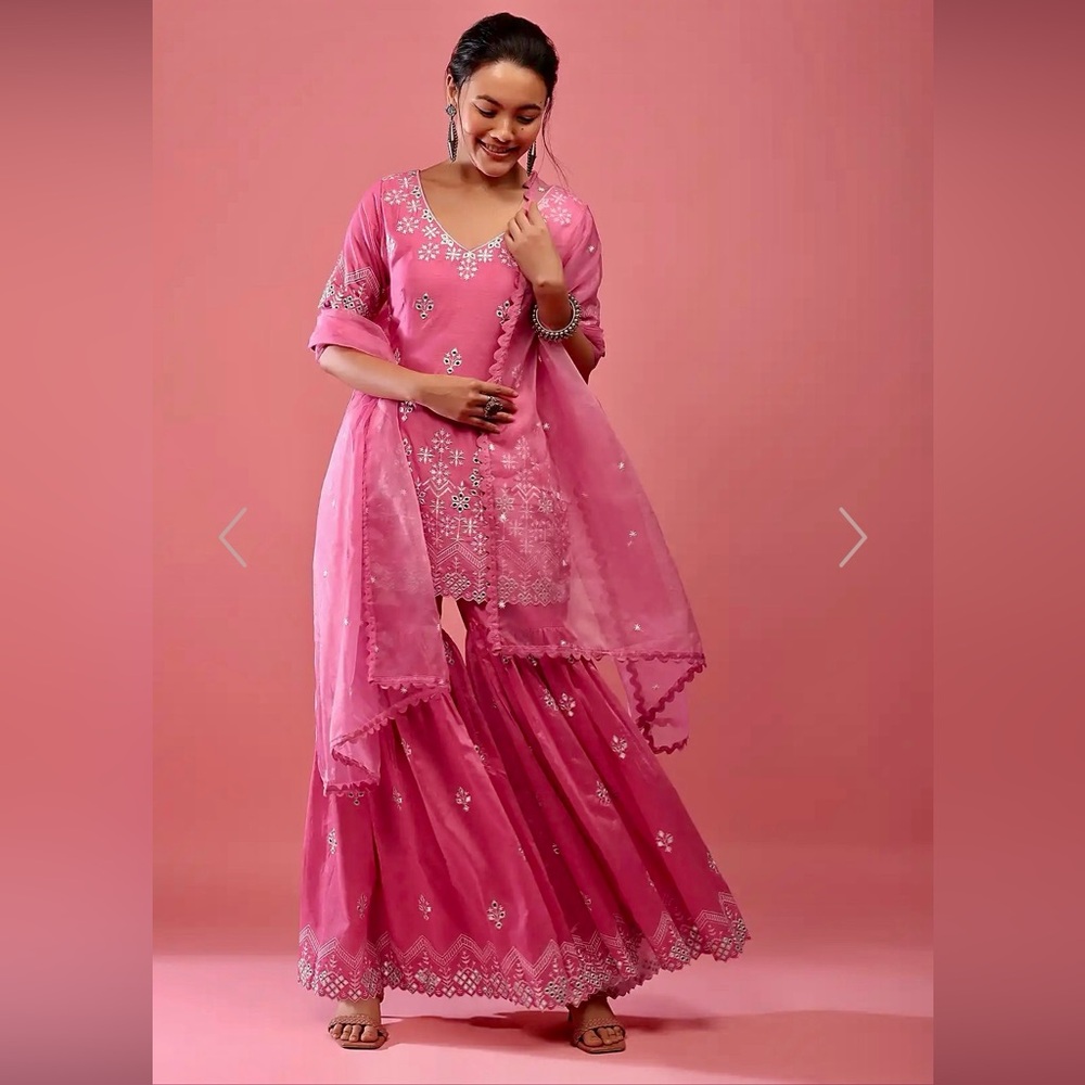 Elegant Pink Sharara Ethnic Set